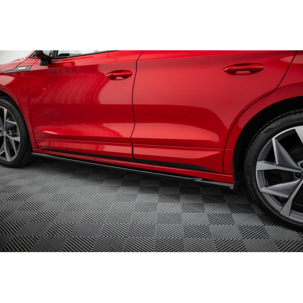 Maxton Design difuzory pod boční prahy pro Škoda Enyaq iV RS Mk1, černý lesklý plast ABS, Coupe