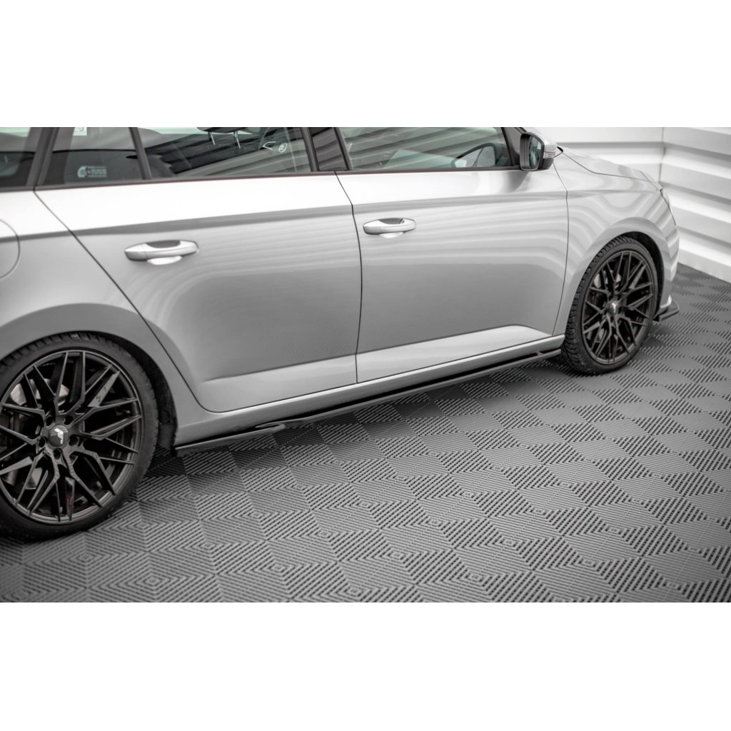 Maxton Design difuzory pod boční prahy pro Škoda Fabia Mk3, černý lesklý plast ABS