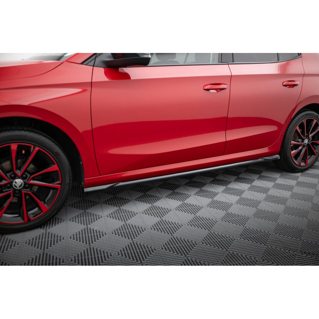 Maxton Design difuzory pod boční prahy pro Škoda Fabia Mk4, černý lesklý plast ABS