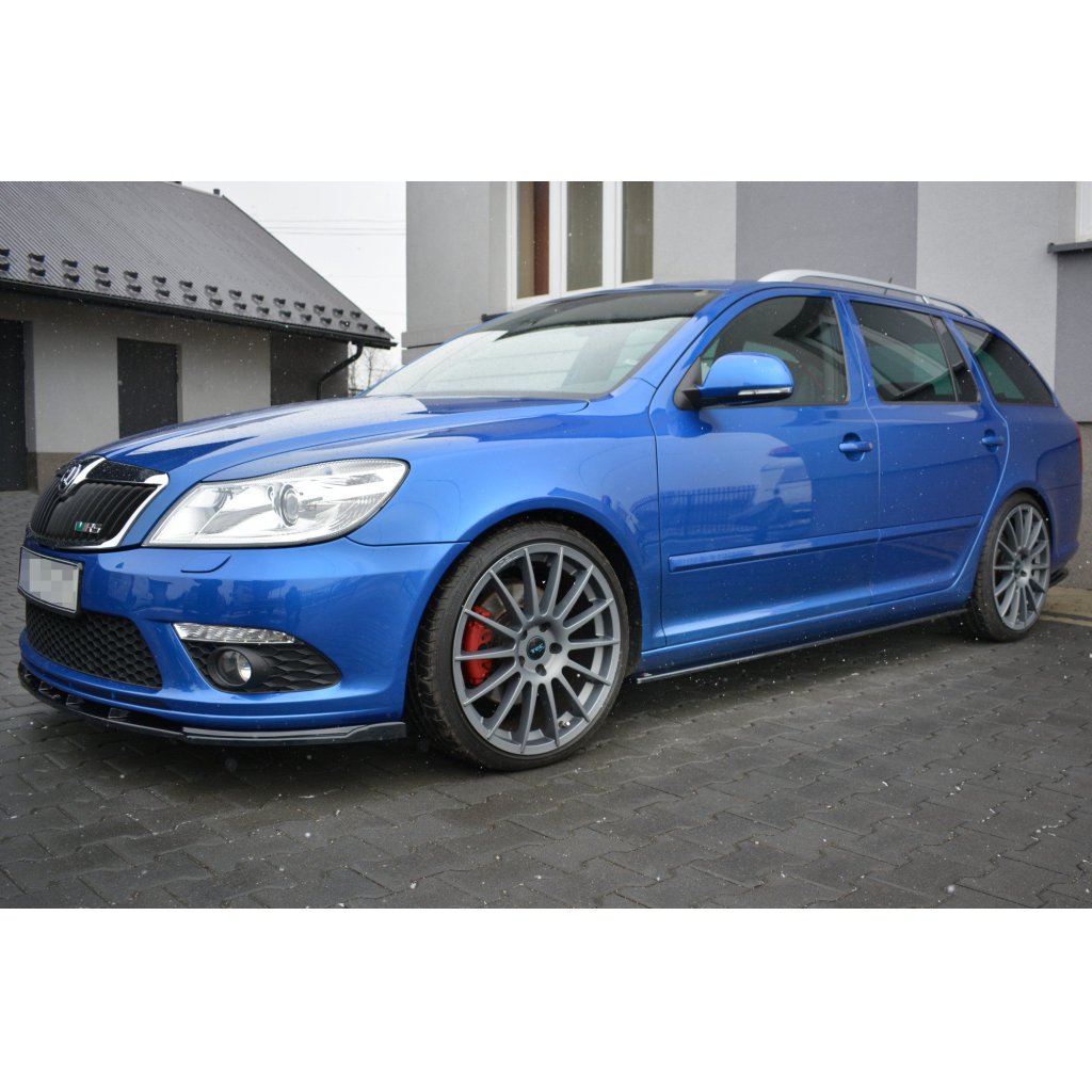 Maxton Design difuzory pod boční prahy pro Škoda Octavia RS Facelift Mk2 Facelift, černý lesklý plast ABS