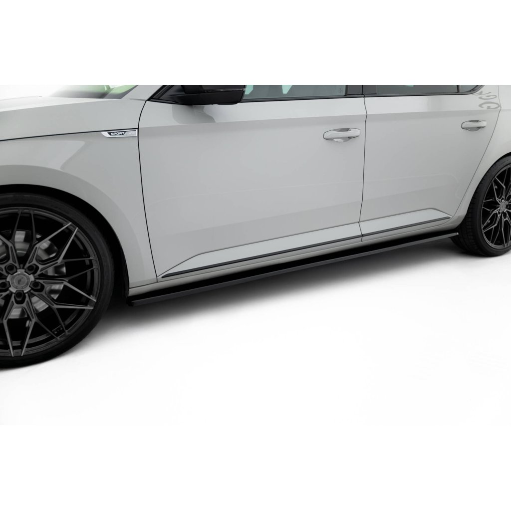 Maxton Design difuzory pod boční prahy pro Škoda Superb Mk3, černý lesklý plast ABS