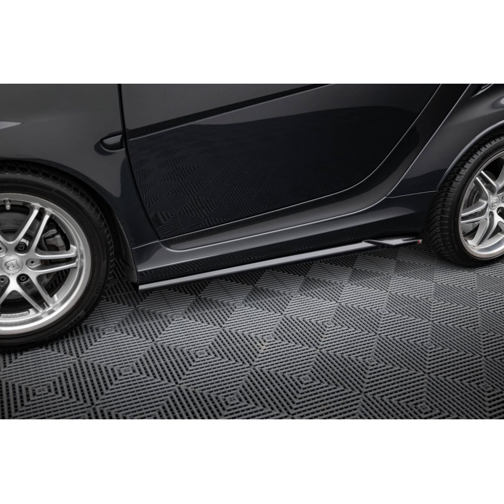 Maxton Design difuzory pod boční prahy pro Smart Fortwo C451 Facelift, černý lesklý plast ABS, Brabus