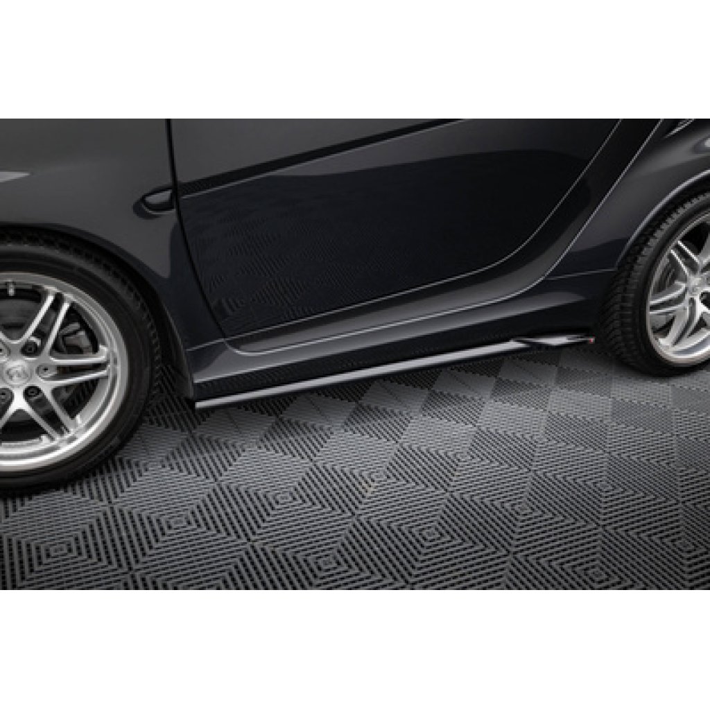 Maxton Design difuzory pod boční prahy pro Smart Fortwo C451 Facelift, černý lesklý plast ABS, Brabus