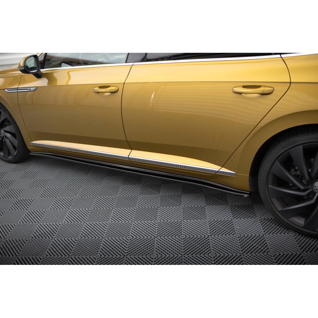 Maxton Design difuzory pod boční prahy pro Volkswagen Arteon, černý lesklý plast ABS