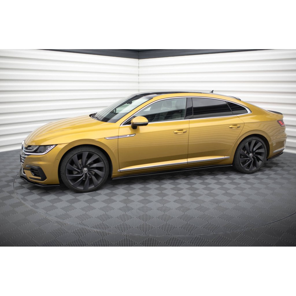 Maxton Design difuzory pod boční prahy pro Volkswagen Arteon, černý lesklý plast ABS