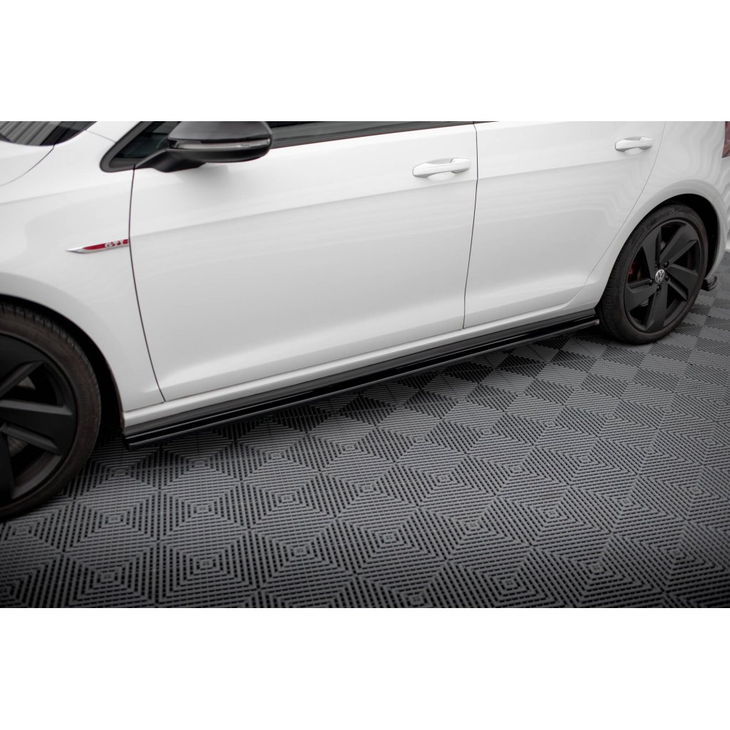 Maxton Design difuzory pod boční prahy pro Volkswagen Golf GTI Mk7, černý lesklý plast ABS