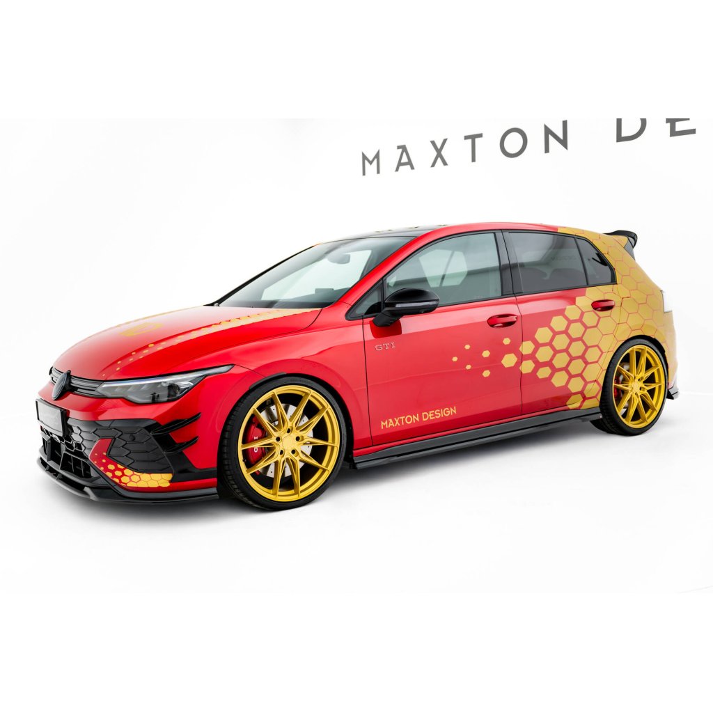 Maxton Design difuzory pod boční prahy pro Volkswagen Golf GTI Mk8 Facelift, černý lesklý plast ABS, Clubsport