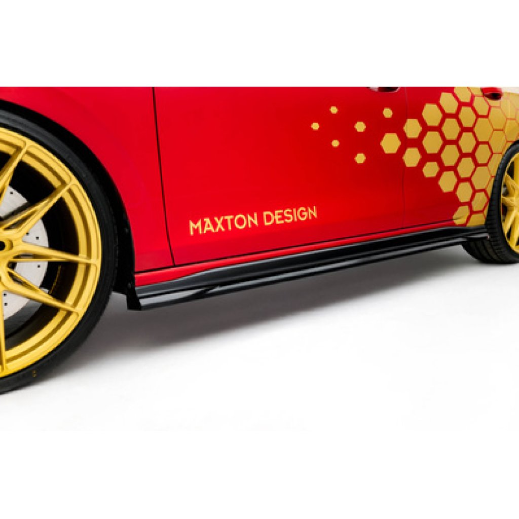 Maxton Design difuzory pod boční prahy pro Volkswagen Golf GTI Mk8 Facelift, černý lesklý plast ABS, Clubsport