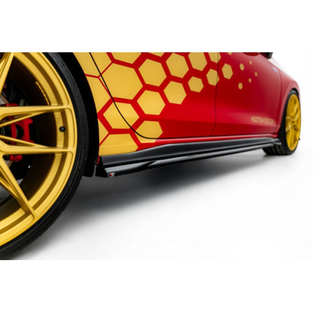 Maxton Design difuzory pod boční prahy pro Volkswagen Golf GTI Mk8 Facelift, černý lesklý plast ABS, Clubsport
