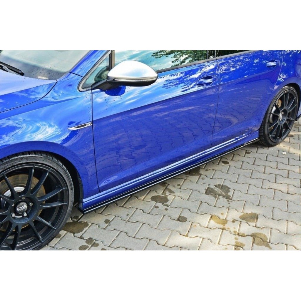 Maxton Design difuzory pod boční prahy pro Volkswagen Golf R Mk7, černý lesklý plast ABS