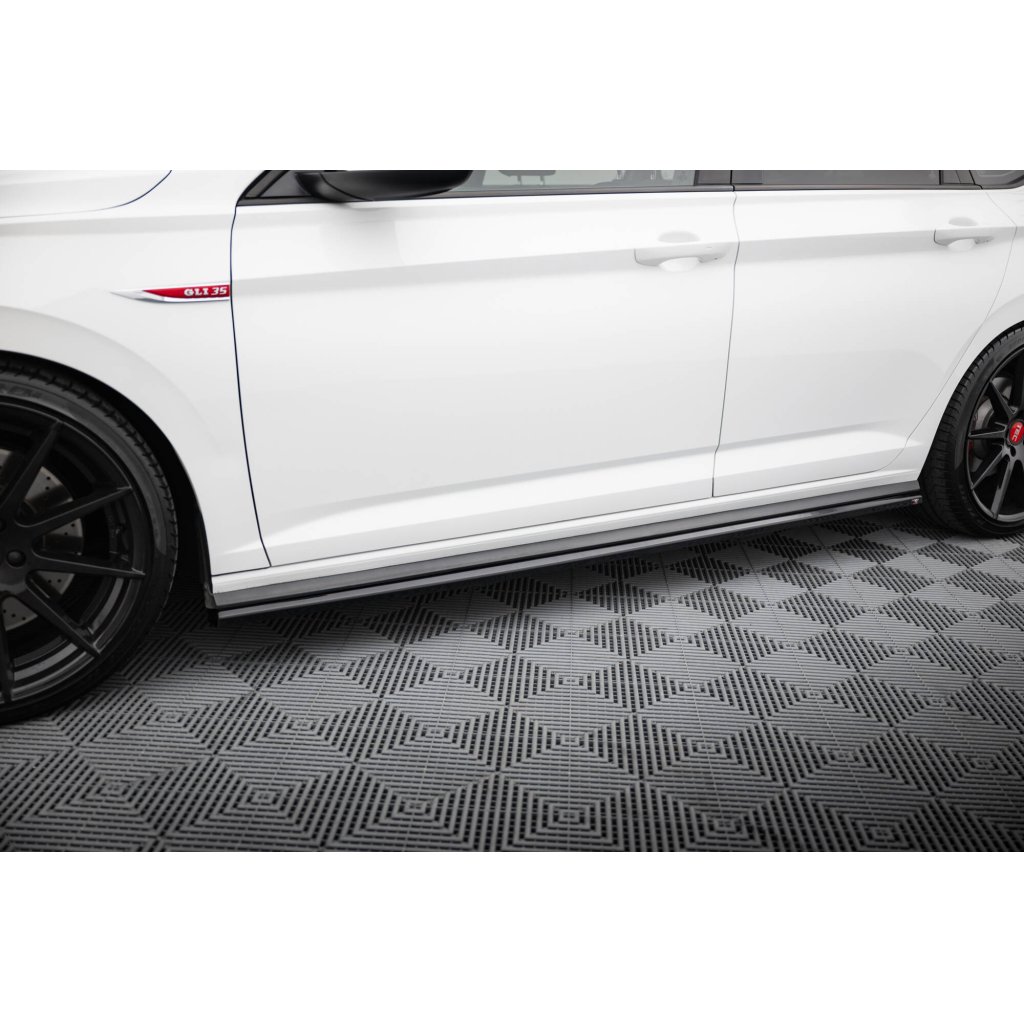 Maxton Design difuzory pod boční prahy pro Volkswagen Jetta Mk7 GLI, černý lesklý plast ABS