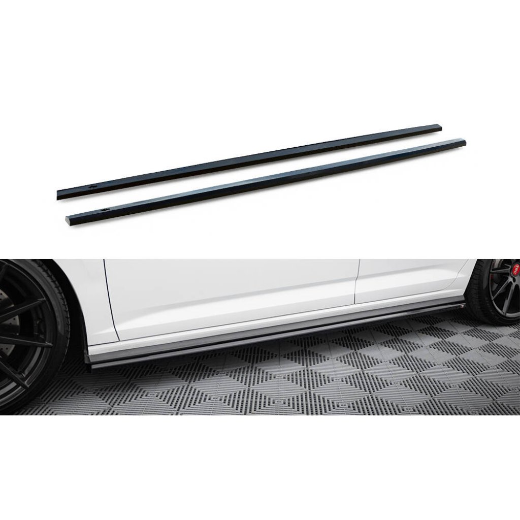 Maxton Design difuzory pod boční prahy pro Volkswagen Jetta Mk7 GLI, černý lesklý plast ABS