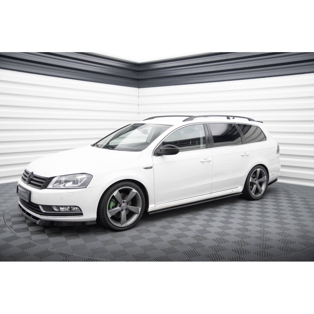 Maxton Design difuzory pod boční prahy pro Volkswagen Passat Mk7 (B7), černý lesklý plast ABS, Variant/Sedan