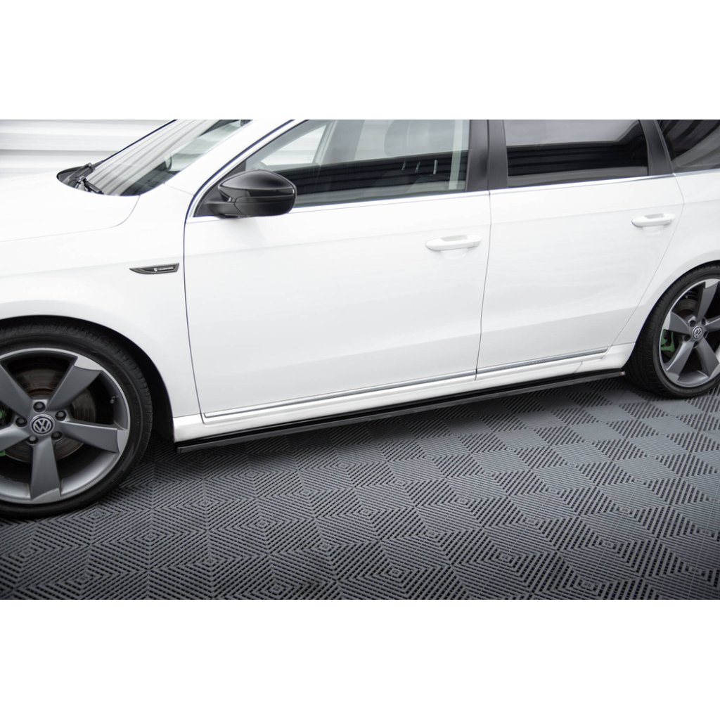 Maxton Design difuzory pod boční prahy pro Volkswagen Passat Mk7 (B7), černý lesklý plast ABS, Variant/Sedan