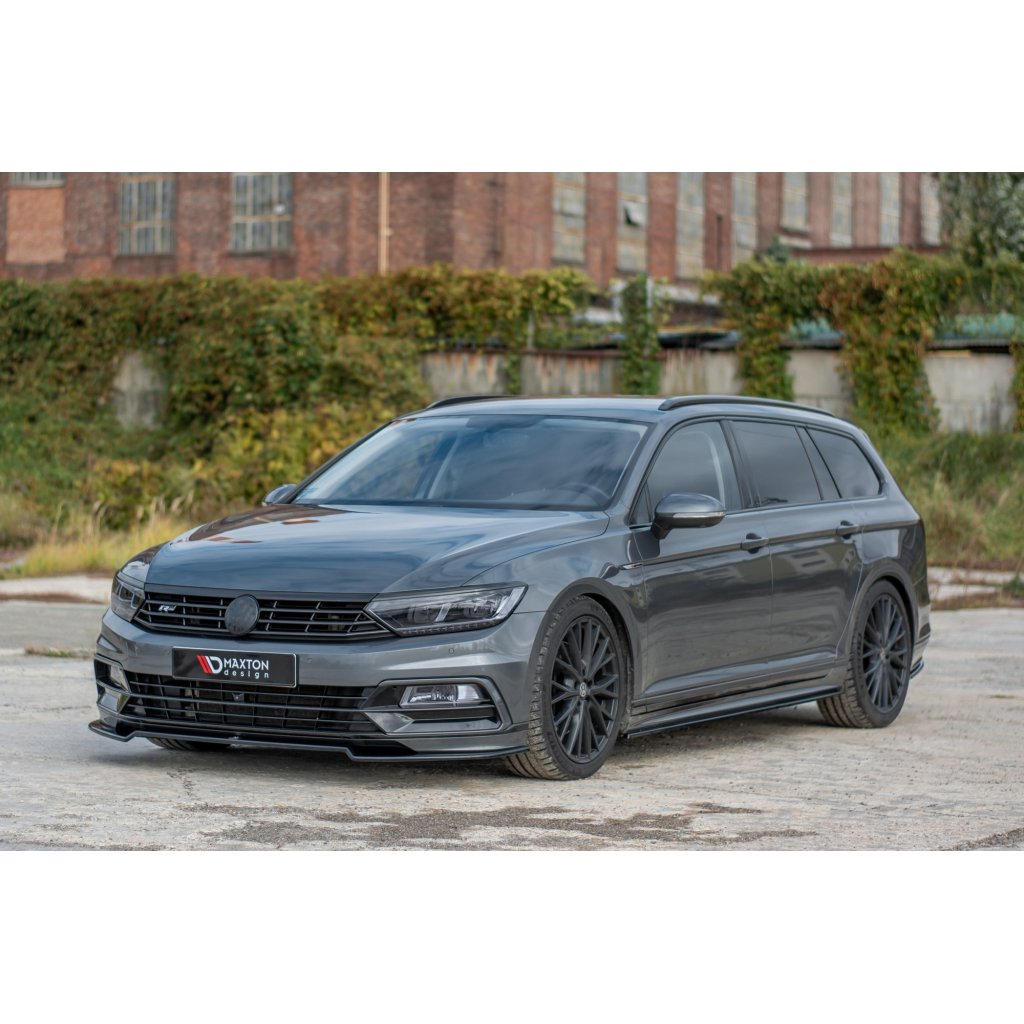 Maxton Design difuzory pod boční prahy pro Volkswagen Passat Mk8 (B8), černý lesklý plast ABS, R-Line
