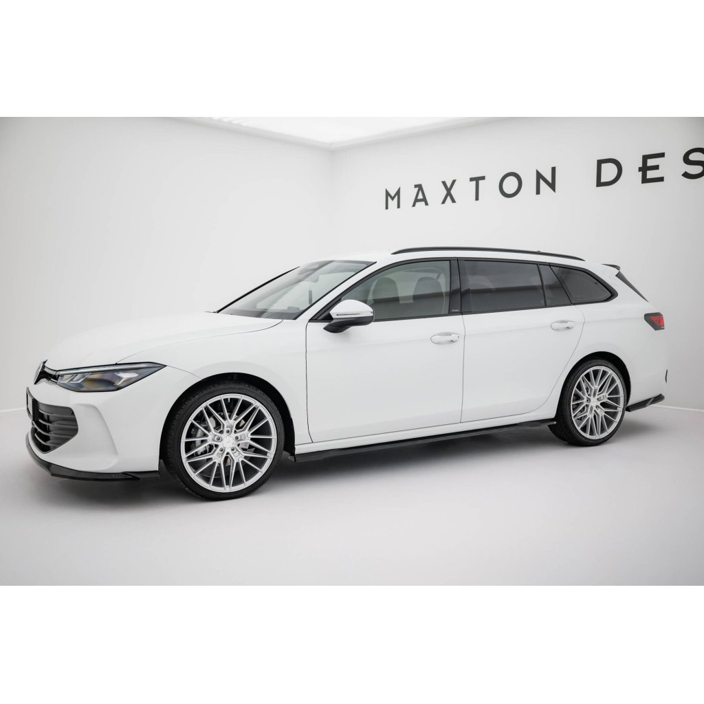 Maxton Design difuzory pod boční prahy pro Volkswagen Passat Mk9 (B9), černý lesklý plast ABS