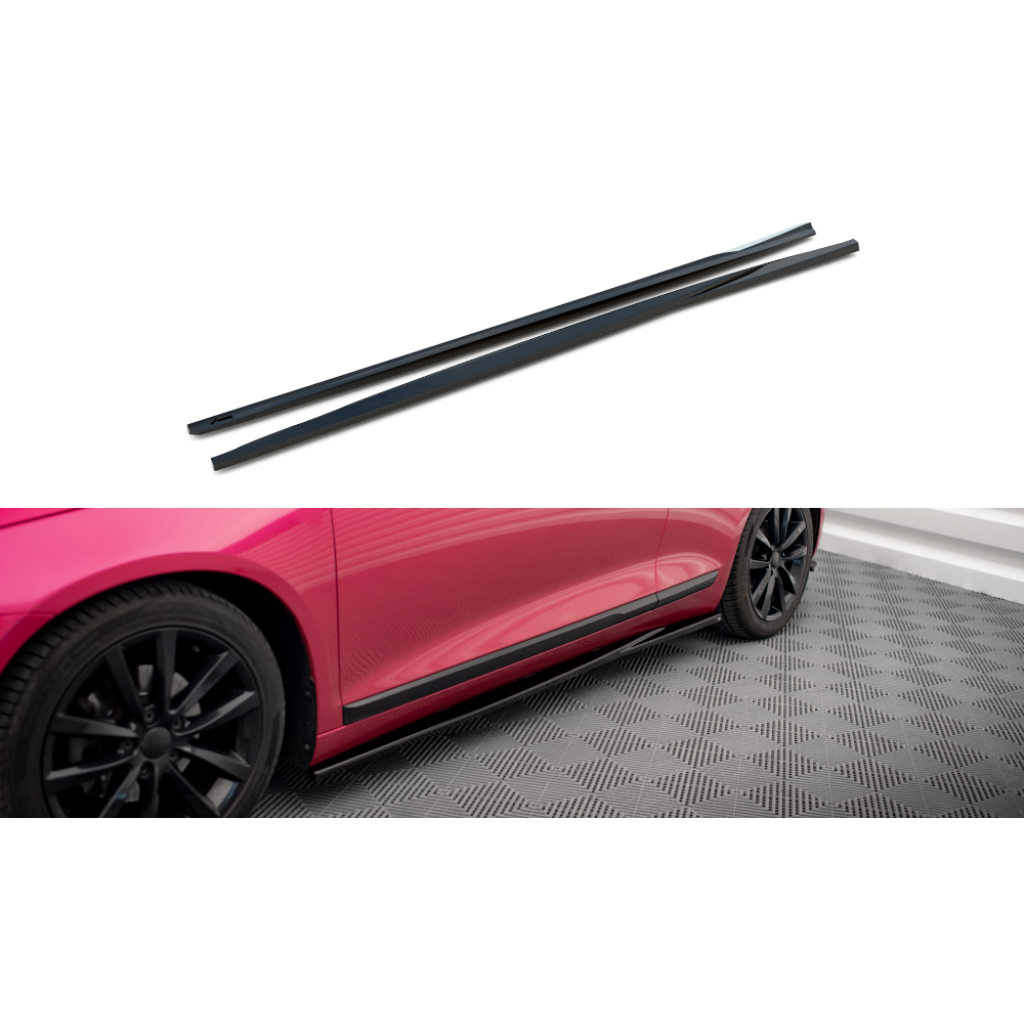 Maxton Design difuzory pod boční prahy pro Volkswagen Scirocco Mk3, černý lesklý plast ABS