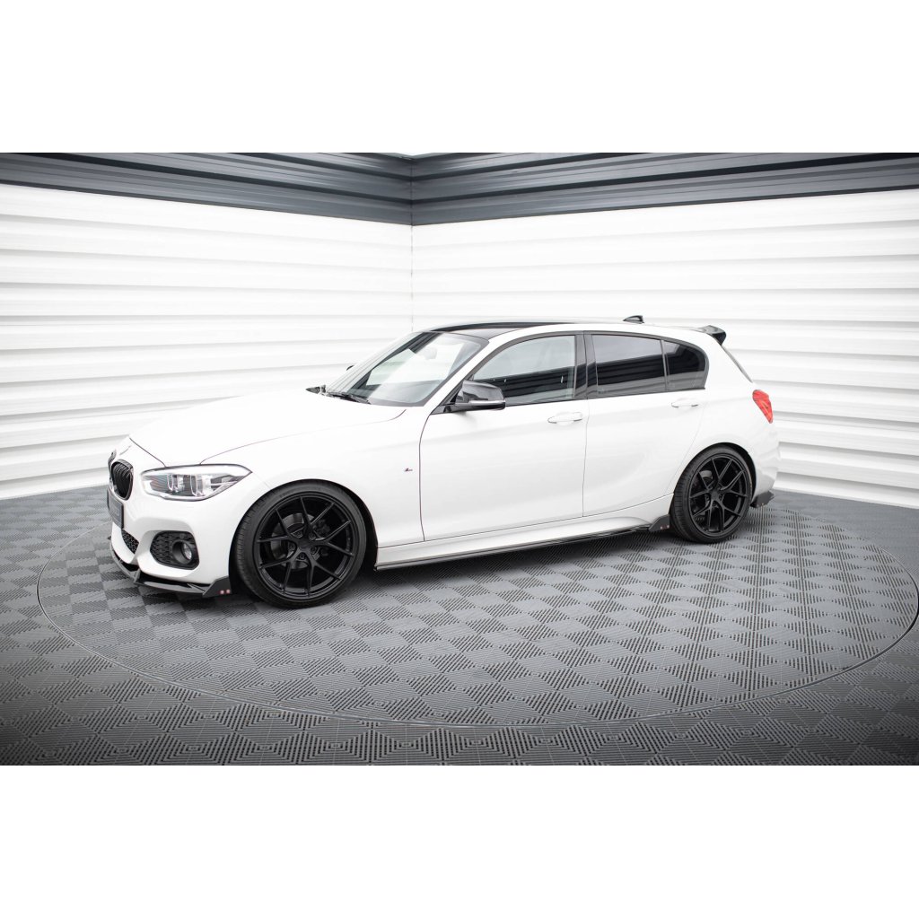 Maxton Design difuzory pod boční prahy s křidélky v.5 pro BMW řada 1 F20- F21 Facelift, černý lesklý plast ABS, M-Pack/M140i