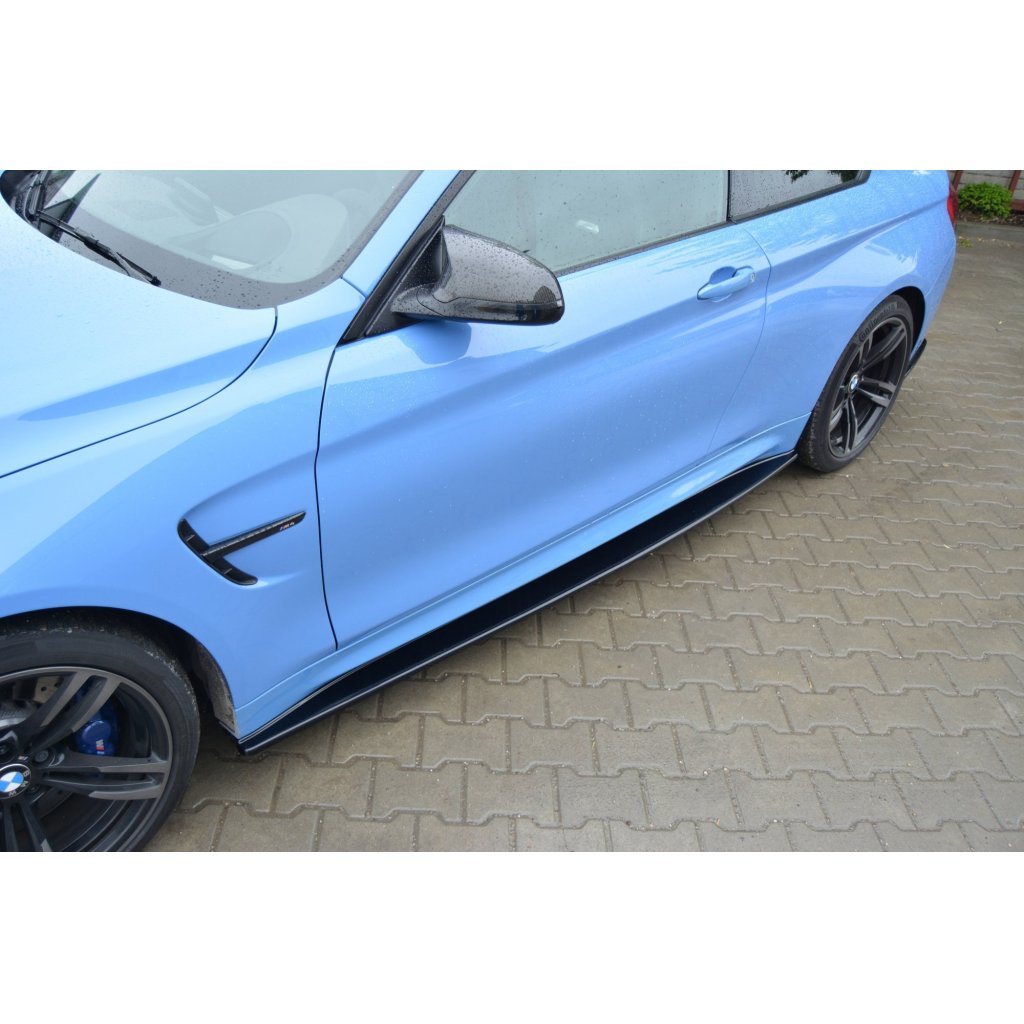 Maxton Design difuzory pod boční prahy ver.1 pro BMW M4 F82, černý lesklý plast ABS