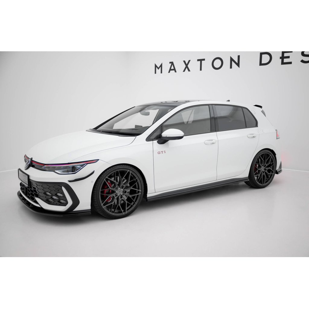 Maxton Design difuzory pod boční prahy ver.1 pro Volkswagen Golf GTI Mk8, černý lesklý plast ABS