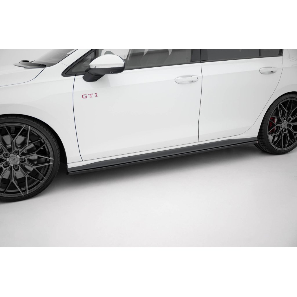Maxton Design difuzory pod boční prahy ver.1 pro Volkswagen Golf GTI Mk8, černý lesklý plast ABS