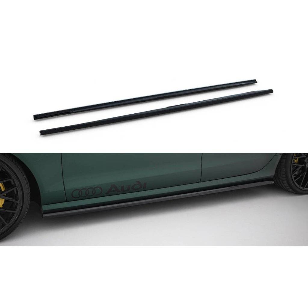 Maxton Design difuzory pod boční prahy ver.2 pro Audi A6 C7, černý lesklý plast ABS, S-Line Sedan / S-Line Avant