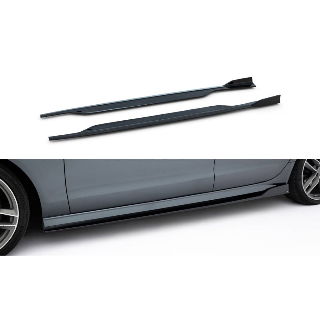 Maxton Design difuzory pod boční prahy ver.2 pro Audi A6 C7 FL, černý lesklý plast ABS, Sedan / Avant, vč. S-Line