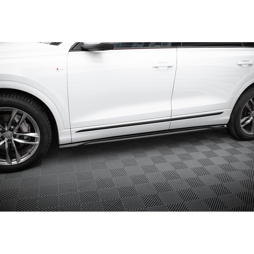 Maxton Design difuzory pod boční prahy ver.2 pro Audi Q8 Mk 1, Mk 1 FL, černý lesklý plast ABS, S-Line