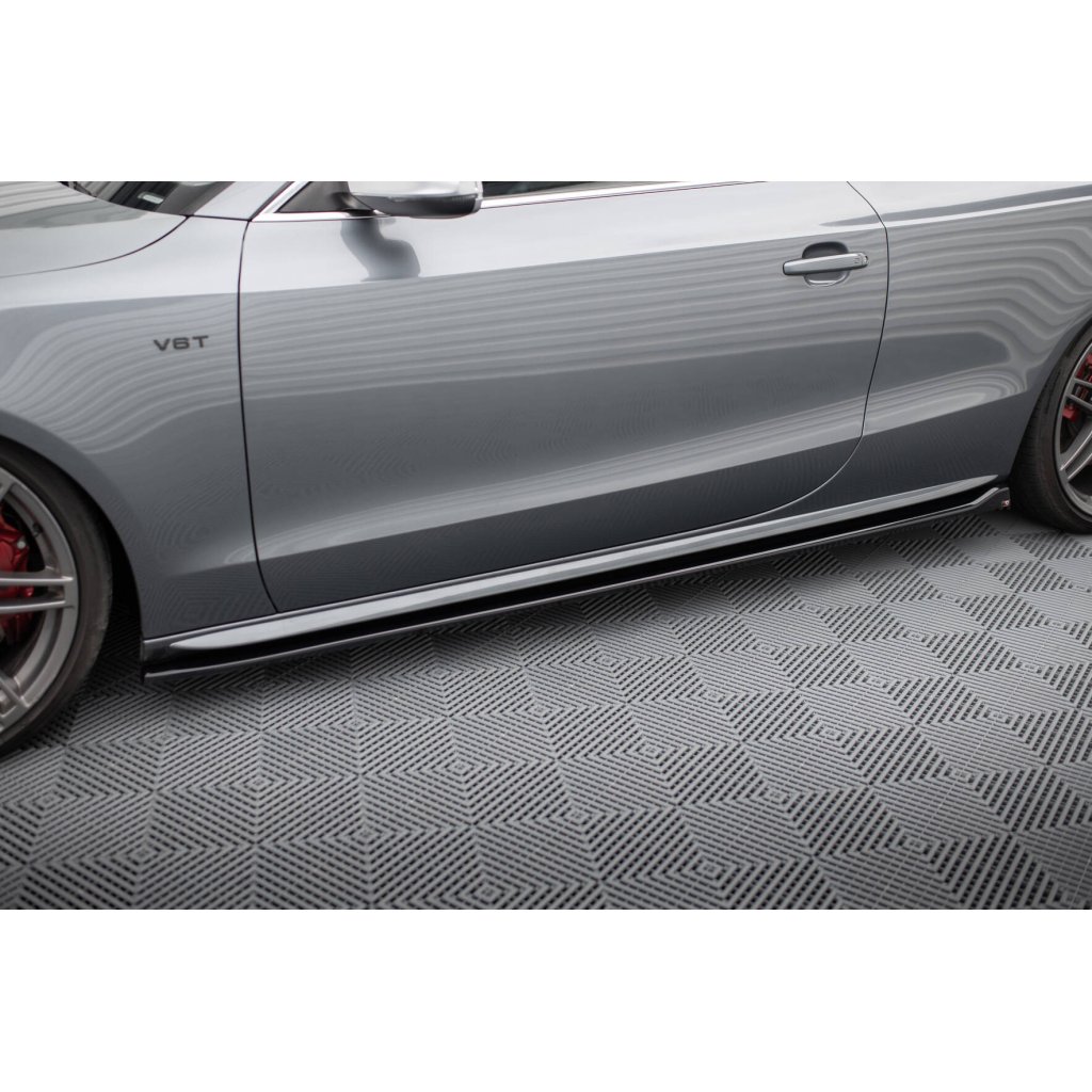 Maxton Design difuzory pod boční prahy ver.2 pro Audi S5 8T, černý lesklý plast ABS, S-line Coupe