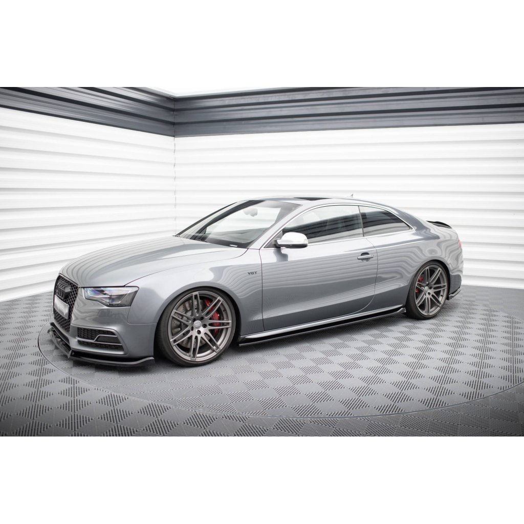 Maxton Design difuzory pod boční prahy ver.2 pro Audi S5 8T, černý lesklý plast ABS, S-line Coupe