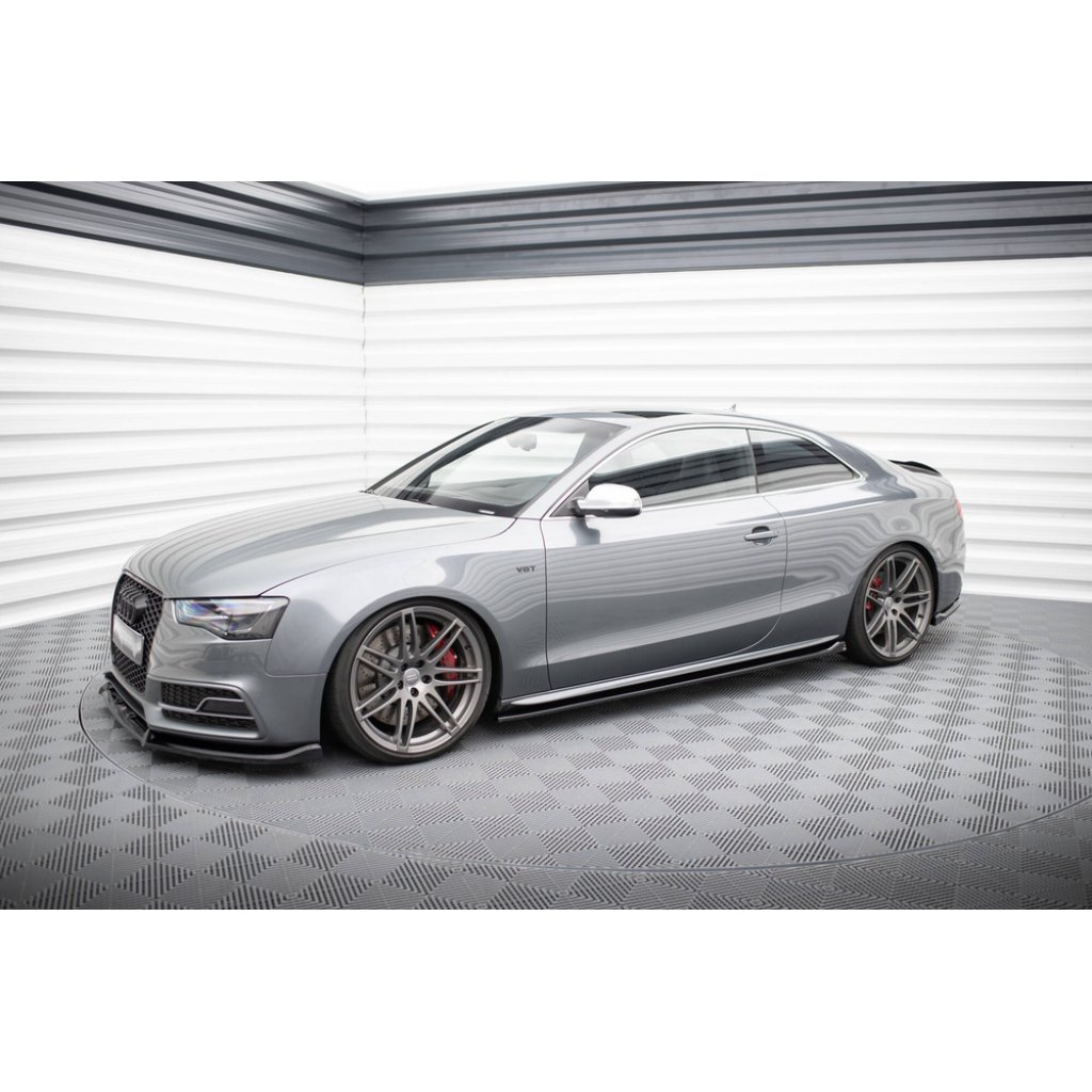 Maxton Design difuzory pod boční prahy ver.2 pro Audi S5 8T, černý lesklý plast ABS, S-line Coupe