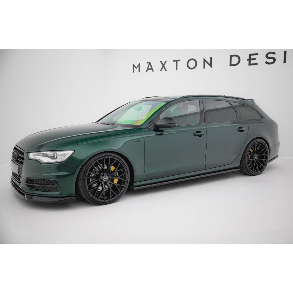 Maxton Design difuzory pod boční prahy ver.2 pro Audi S6 C7, černý lesklý plast ABS, Sedan / Avant