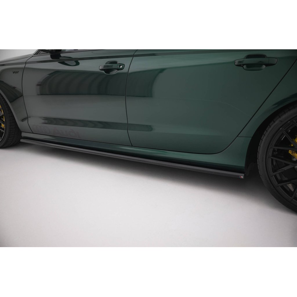 Maxton Design difuzory pod boční prahy ver.2 pro Audi S6 C7, černý lesklý plast ABS, Sedan / Avant