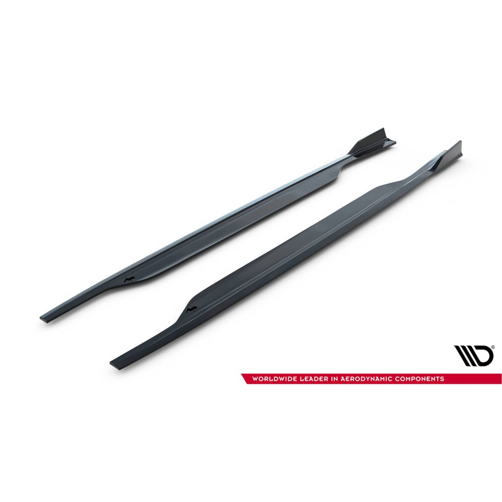 Maxton Design difuzory pod boční prahy ver.2 pro Audi S6 C7 FL, černý lesklý plast ABS, Sedan / Avant