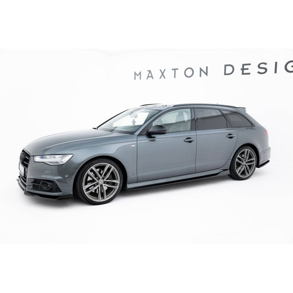 Maxton Design difuzory pod boční prahy ver.2 pro Audi S6 C7 FL, černý lesklý plast ABS, Sedan / Avant
