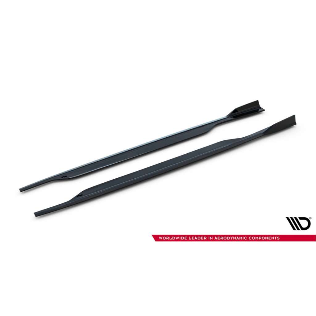 Maxton Design difuzory pod boční prahy ver.2 pro Audi S6 C7 FL, černý lesklý plast ABS, Sedan / Avant
