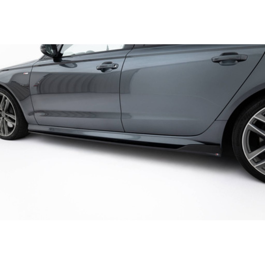 Maxton Design difuzory pod boční prahy ver.2 pro Audi S6 C7 FL, černý lesklý plast ABS, Sedan / Avant