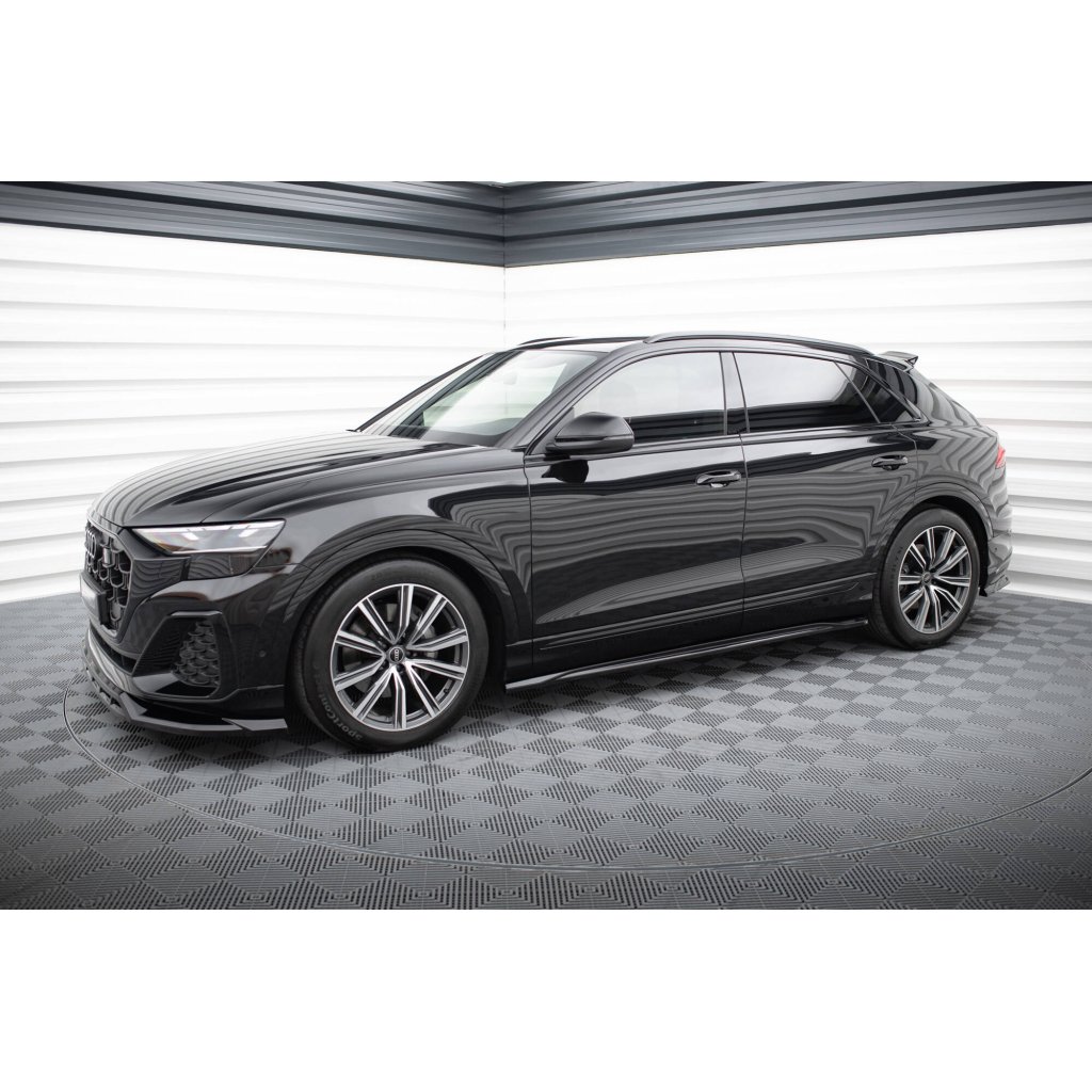 Maxton Design difuzory pod boční prahy ver.2 pro Audi SQ8 Mk 1, Mk 1 FL, černý lesklý plast ABS