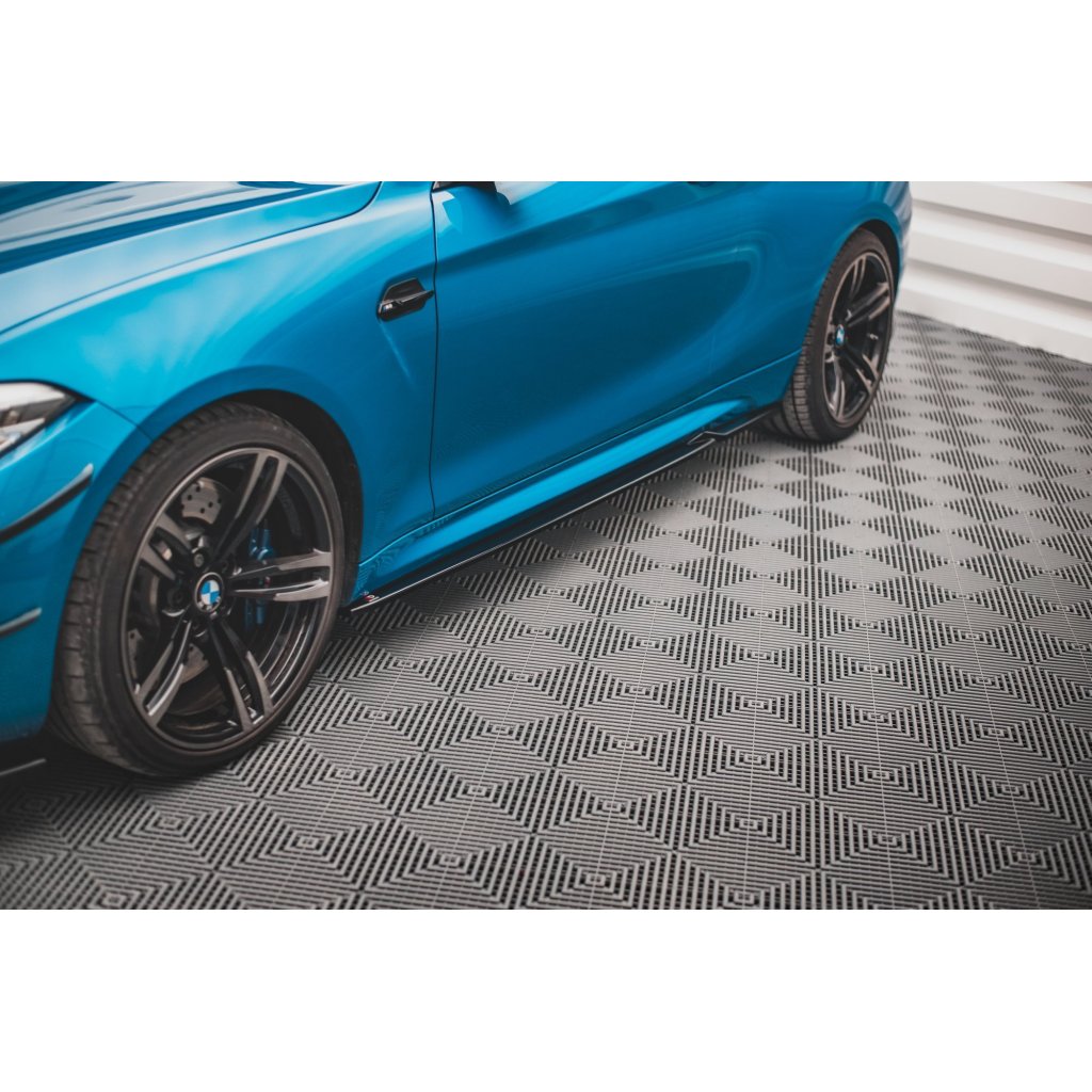 Maxton Design difuzory pod boční prahy ver.2 pro BMW M2 F87, černý lesklý plast ABS