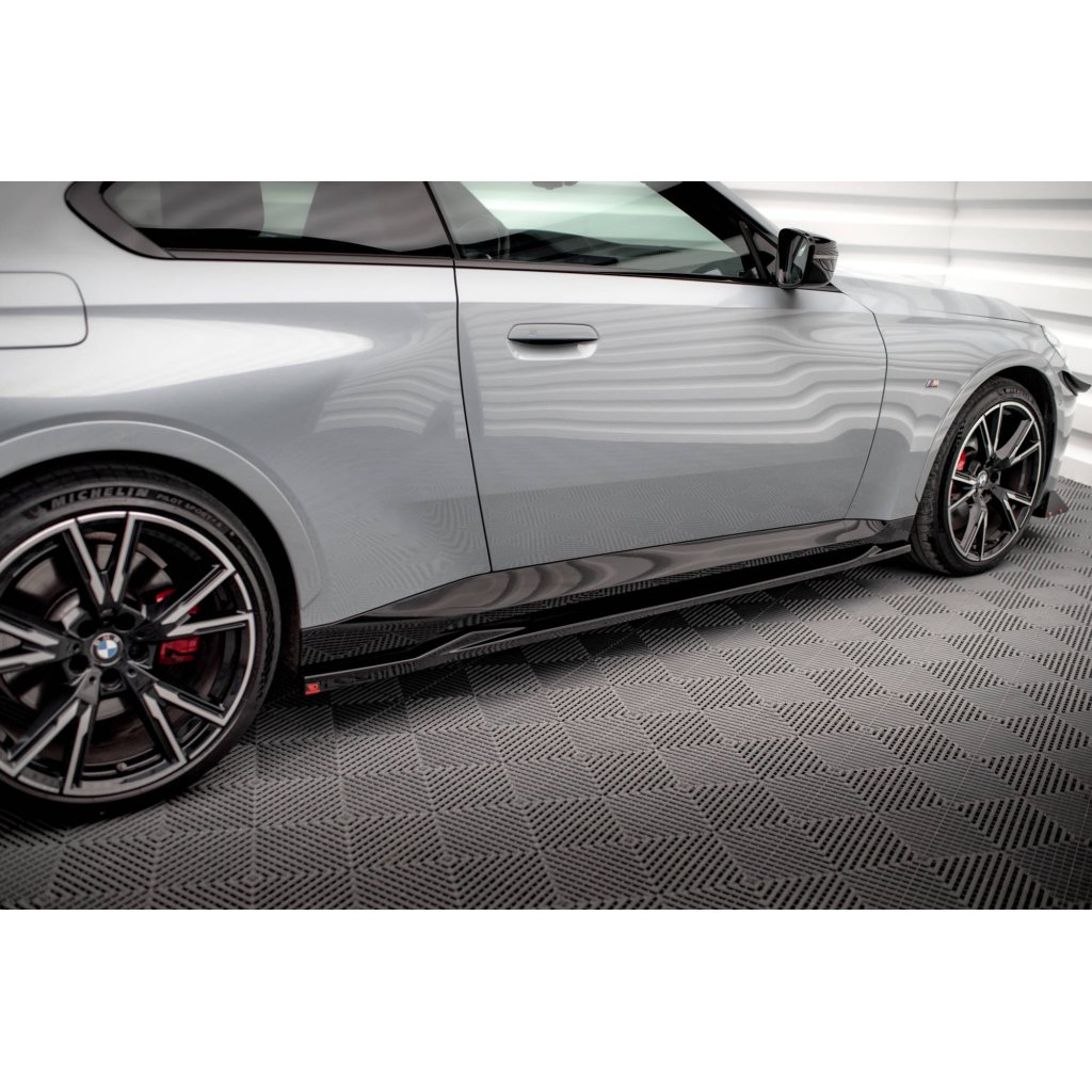 Maxton Design difuzory pod boční prahy ver.2 pro BMW řada 2 G42 M240i, G42 M-Pack, černý lesklý plast ABS