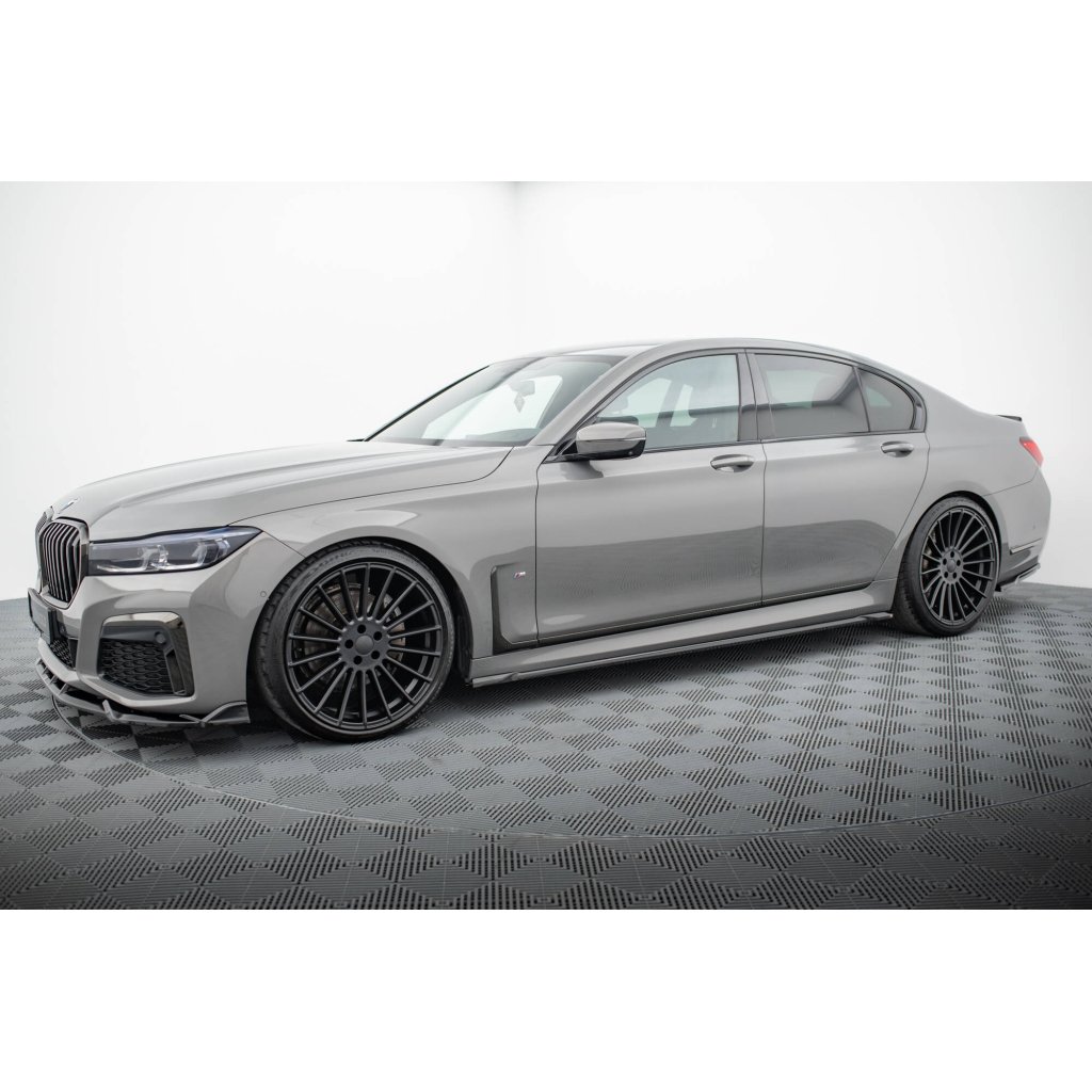 Maxton Design difuzory pod boční prahy ver.2 pro BMW řada 7 G11 Facelift M-Pack, černý lesklý plast ABS