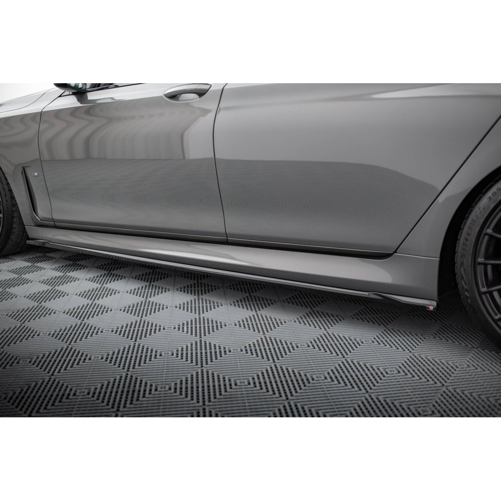 Maxton Design difuzory pod boční prahy ver.2 pro BMW řada 7 G11 Facelift M-Pack, černý lesklý plast ABS