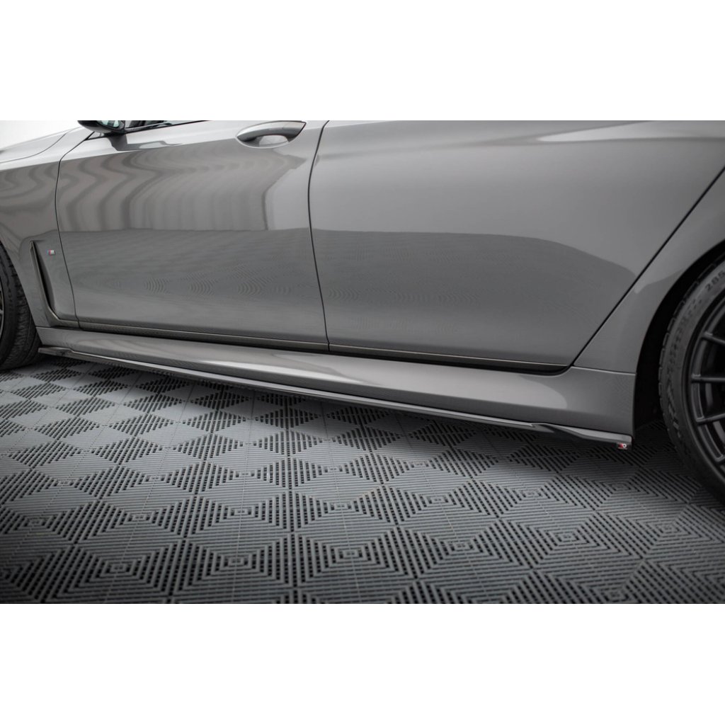 Maxton Design difuzory pod boční prahy ver.2 pro BMW řada 7 G11 Facelift M-Pack, černý lesklý plast ABS
