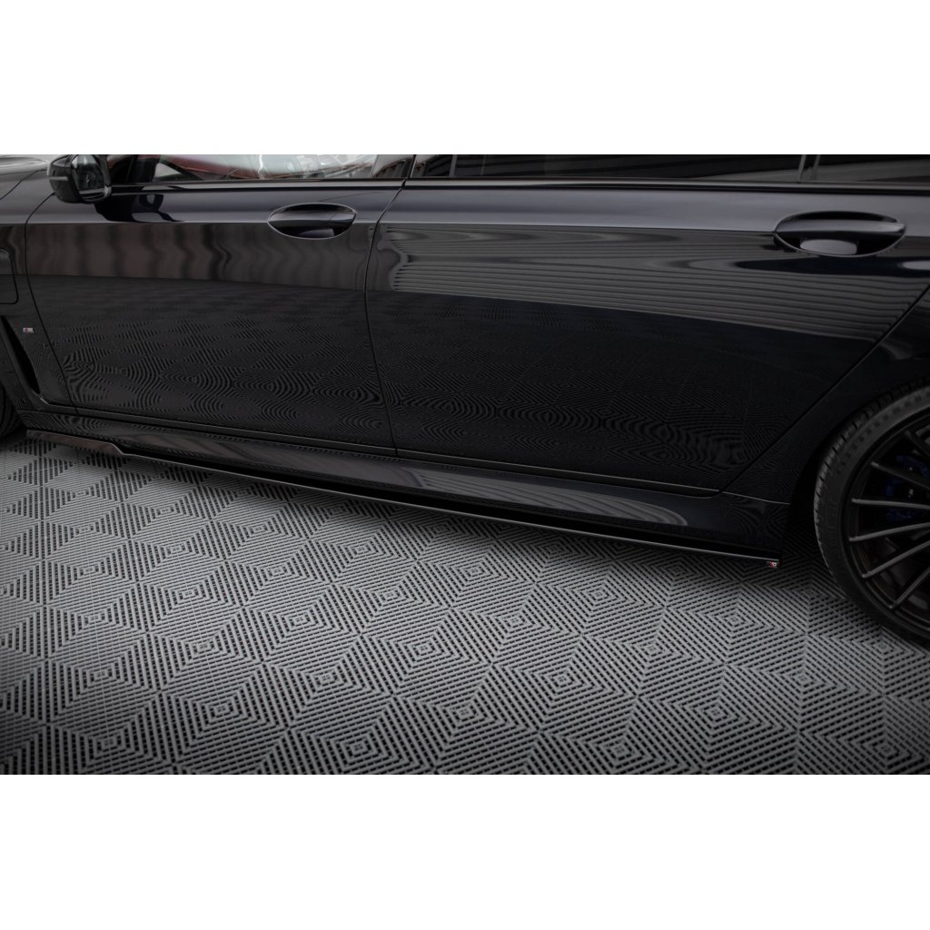 Maxton Design difuzory pod boční prahy ver.2 pro BMW řada 7 G12, černý lesklý plast ABS, long M-Pack