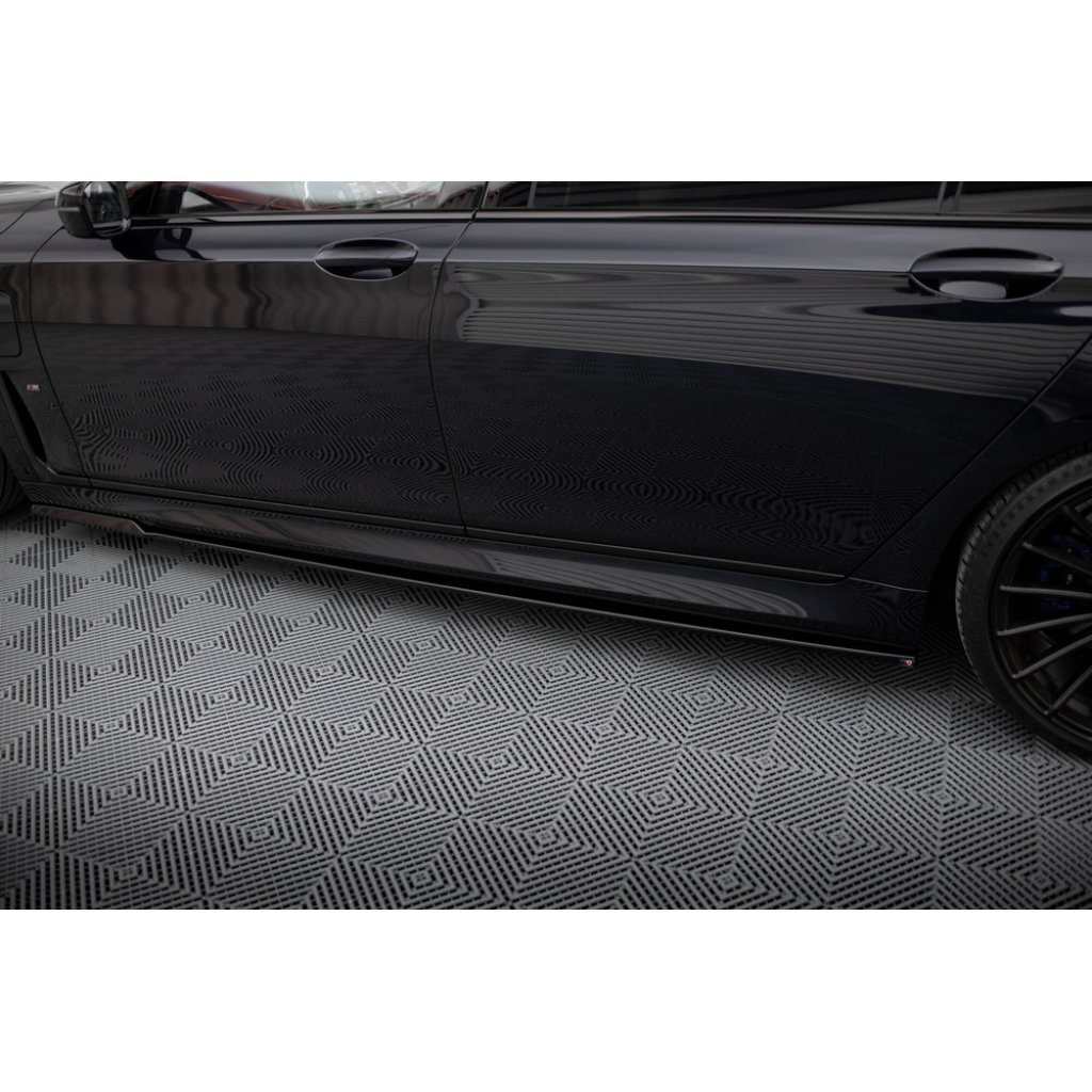Maxton Design difuzory pod boční prahy ver.2 pro BMW řada 7 G12, černý lesklý plast ABS, long M-Pack
