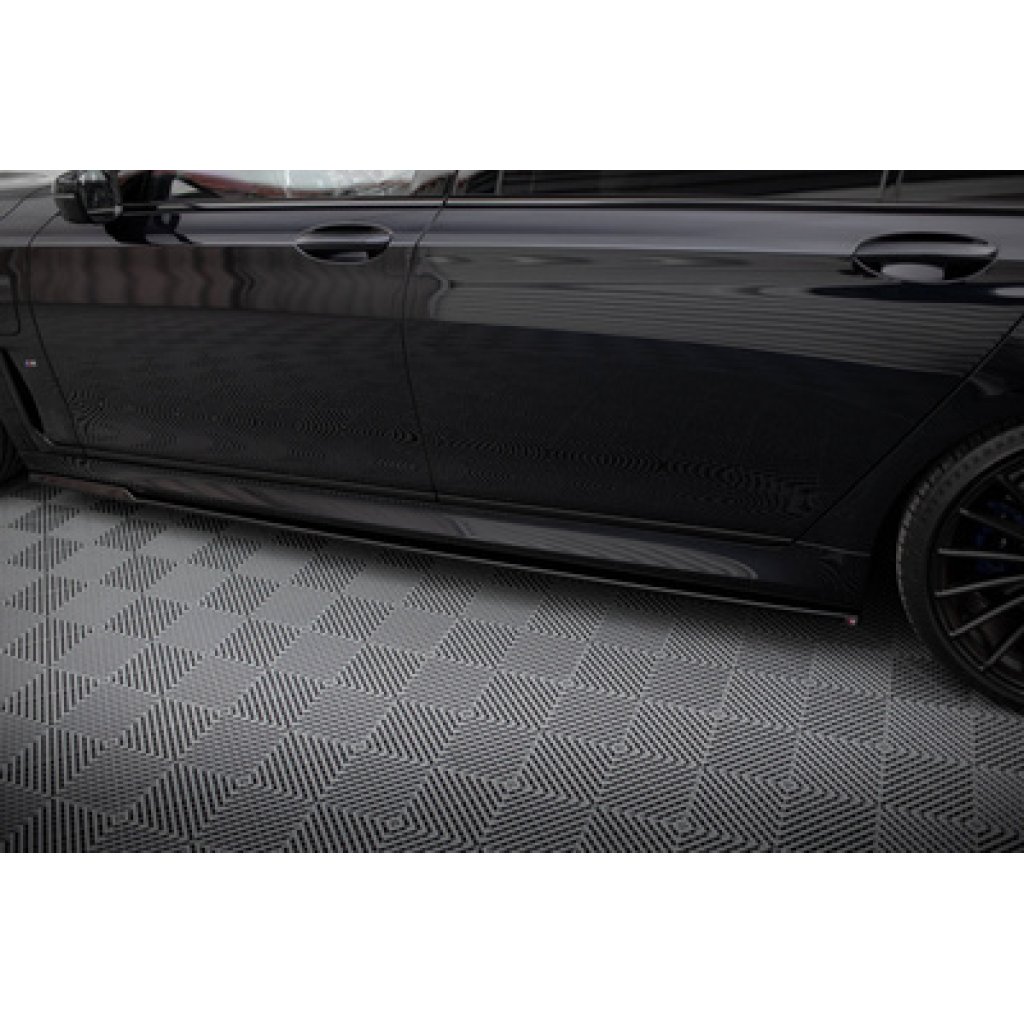 Maxton Design difuzory pod boční prahy ver.2 pro BMW řada 7 G12, černý lesklý plast ABS, long M-Pack