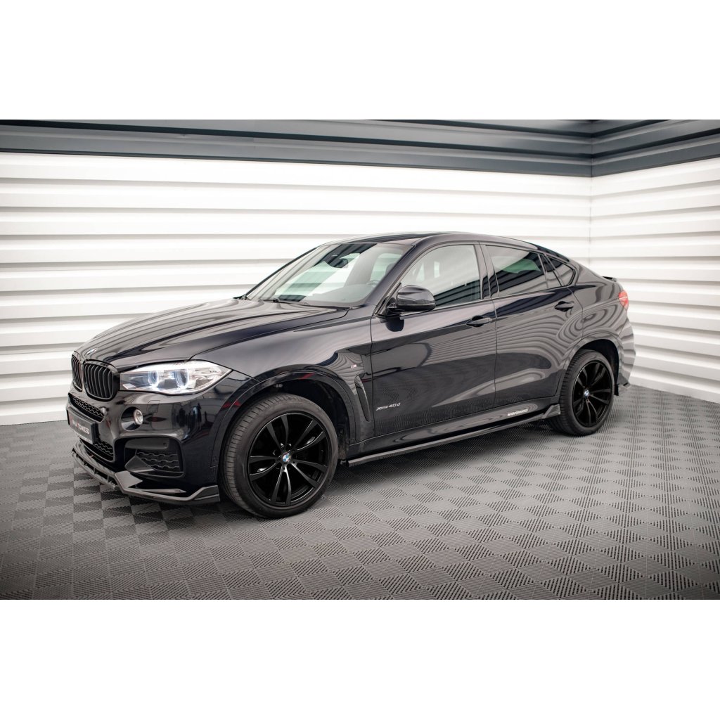 Maxton Design difuzory pod boční prahy ver.2 pro BMW X6 F16, černý lesklý plast ABS, M-Pack