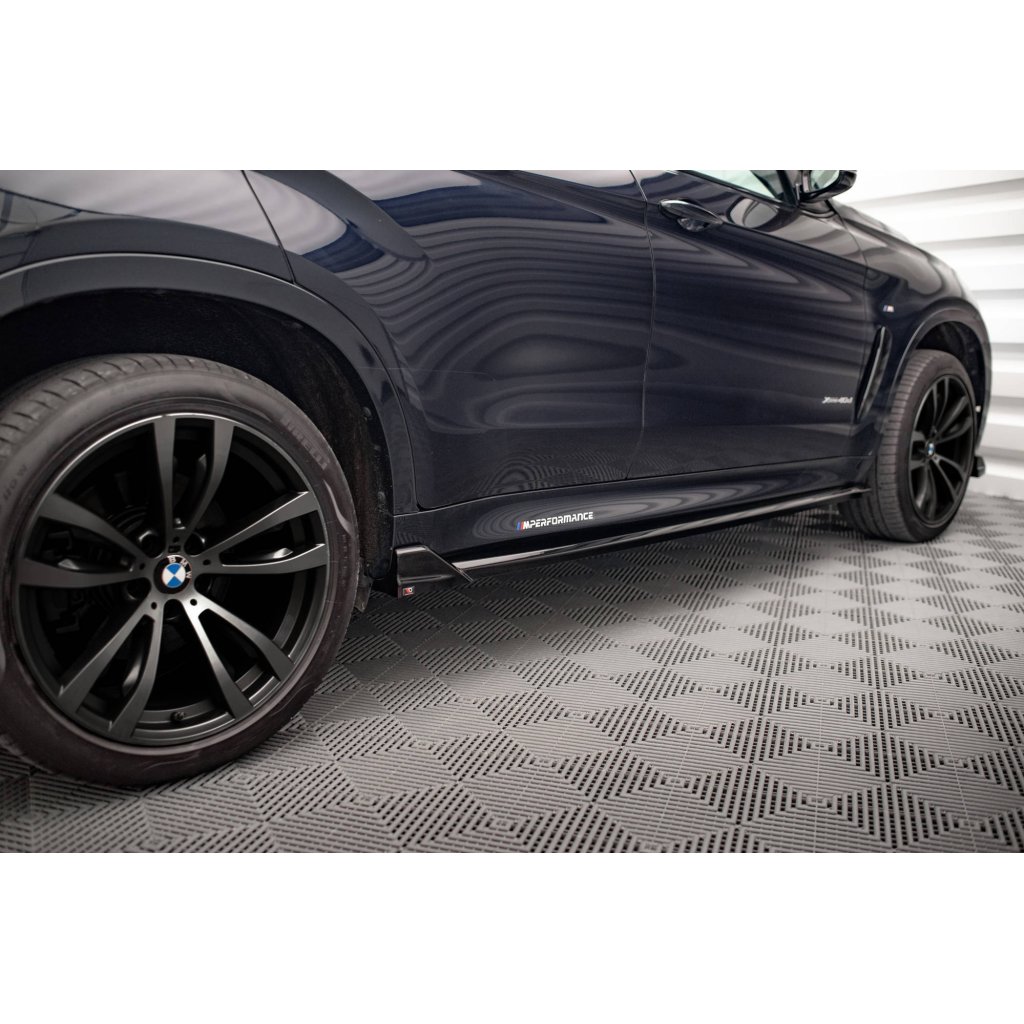 Maxton Design difuzory pod boční prahy ver.2 pro BMW X6 F16, černý lesklý plast ABS, M-Pack