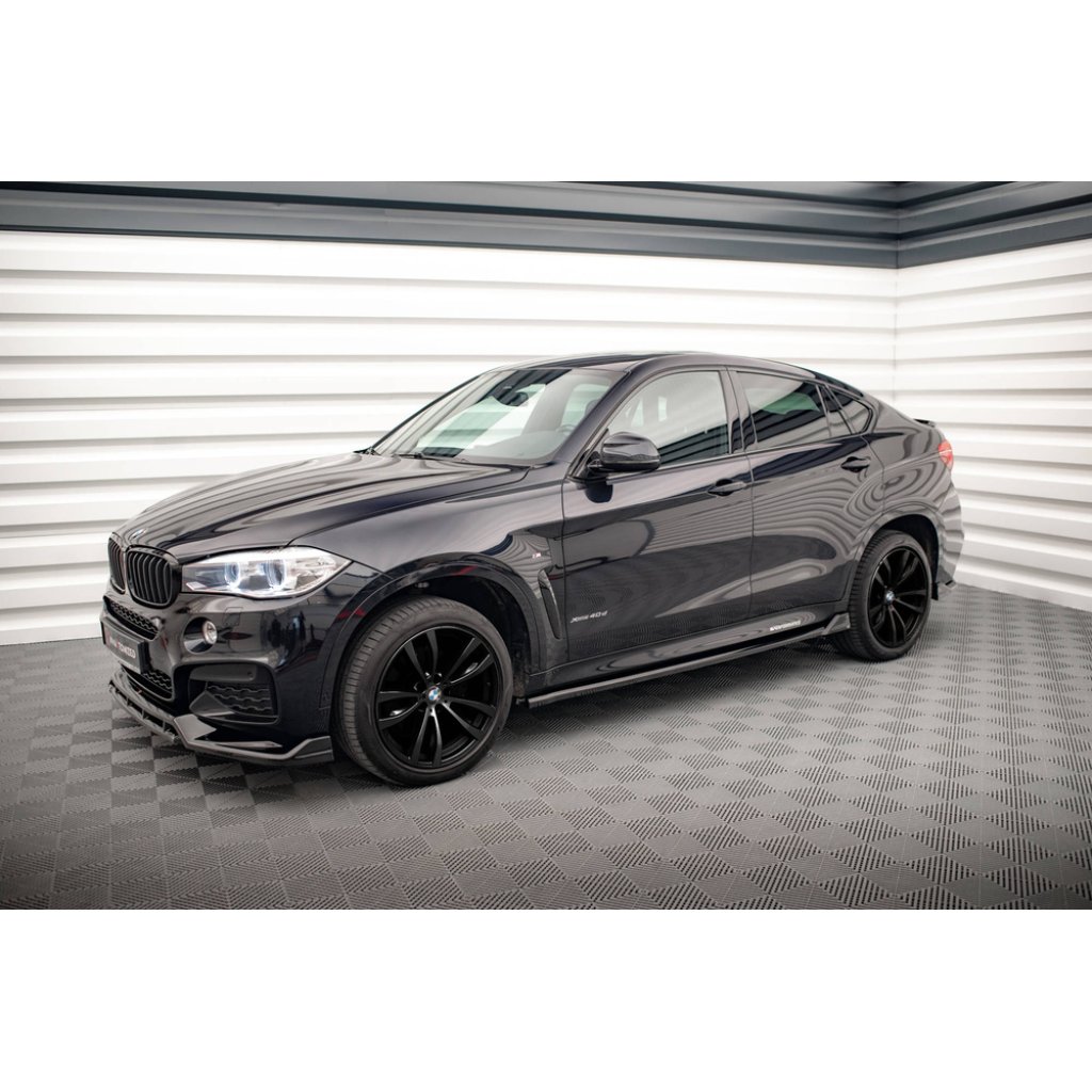 Maxton Design difuzory pod boční prahy ver.2 pro BMW X6 F16, černý lesklý plast ABS, M-Pack