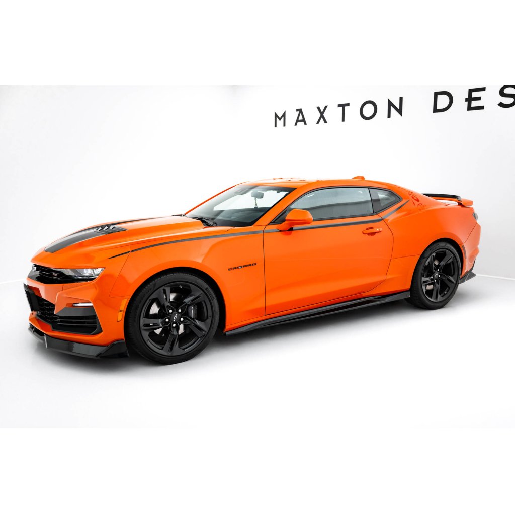 Maxton Design difuzory pod boční prahy ver.2 pro Chevrolet Camaro SS Mk6 Facelift, černý lesklý plast ABS